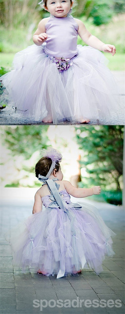 Robes Tutu Pixie Tulle Satin Violet Clair, Belles Robes De Fille De Fleur Pas Cher, FG017