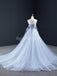 Scoop Grey Beaded Long Evening Prom Dresses, Evening Party Prom Dresses, 12252