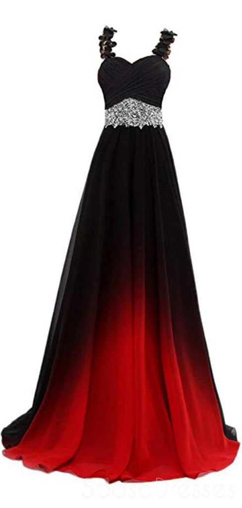 Lace Straps Beaded Ombre Cheap Long Evening Prom Vestidos, Custom Sweet16 Vestidos, 18396