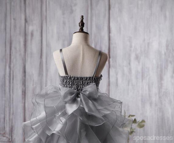 Gris foncé à Paillettes Organza s'empressa de Fleurs Tutu, Robes, pas Cher Populaires de Robes de Fille de Fleur, FG053
