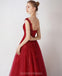 Το Cap Sleeves Red Beaded Sequin A-line Long Evening Prom Φορέματα, Evening Party Prom Φορέματα, 12326