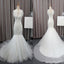 Vestidos de festa de casamento de tule de sereia de cadarço brancos elegantes magníficos, vestido de noiva, WD0072