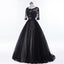 Sexy Backless Long Sleeve Black See Through Lace Beaded Long Evening Prom Dresses, Popular Cheap Long 2018 Party Prom Dresses, 17229