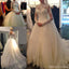 Ilusão de manga longa vestidos de casamento de tule de cadarço brancos, vestido de noiva V-traseiro de vantagem barato, WD0007