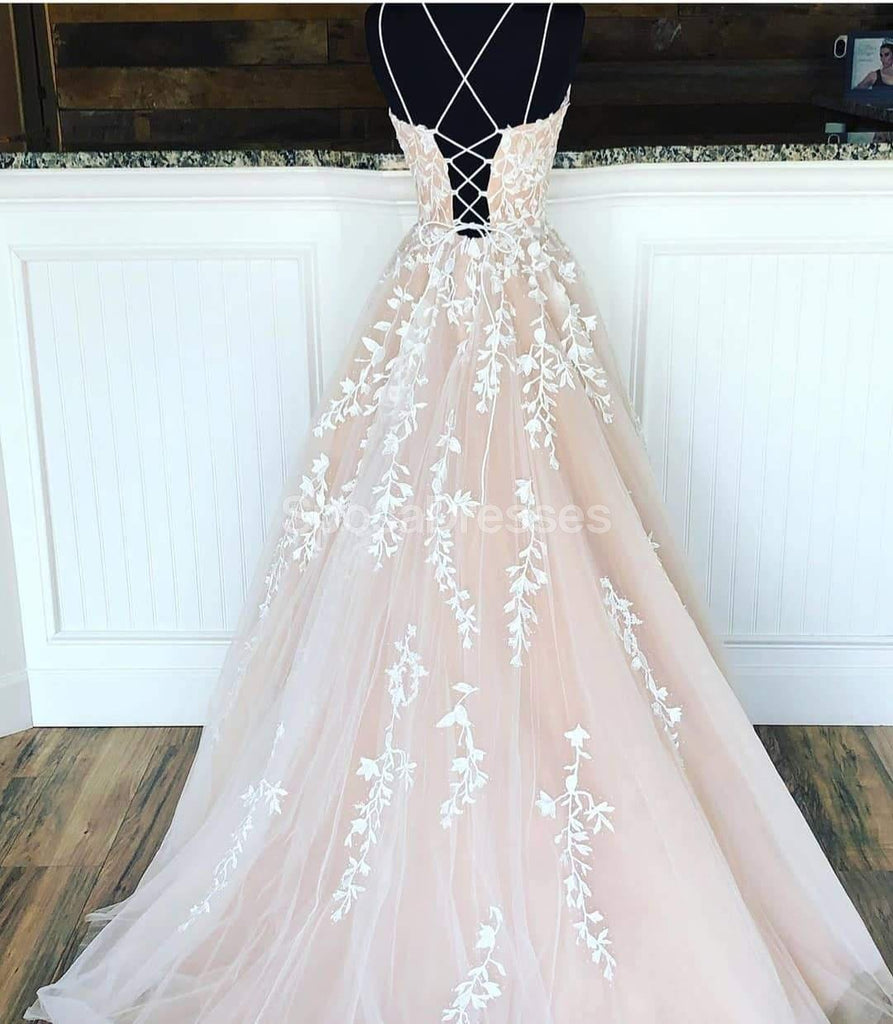 Κίτρινο Lace Applique Φορτωμένο Βραδινά Χορός Χορός, Βραδινά Κόμμα Prom Φορέματα, 12272