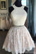 Sexy Two Pieces Halter Lace φούστα Μαργαριτάρια μπούστο Χαριτωμένα φορέματα homecoming prom, CM0010