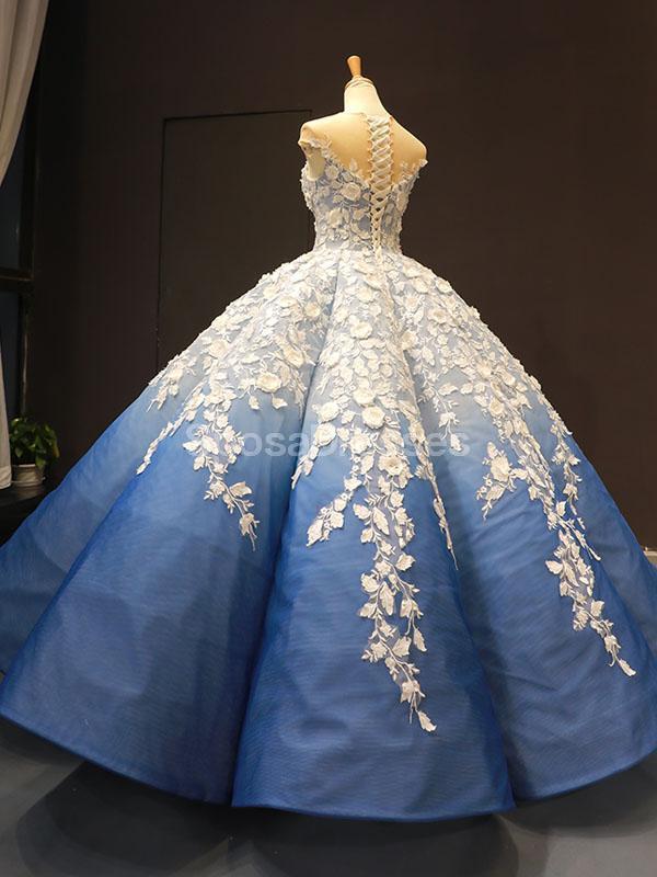Cou de bijou Ombre robes de bal d'étudiants de soir de robe de boule bleues, robes de bal d'étudiants du parti du soir, 12254