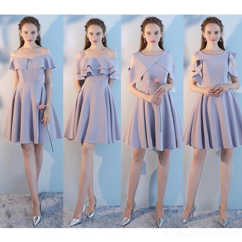 Cheap Gray Short Mismatched Simple Short Bridesmaid Dresses en ligne, WG506