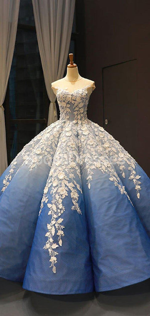 Cou de bijou Ombre robes de bal d'étudiants de soir de robe de boule bleues, robes de bal d'étudiants du parti du soir, 12254