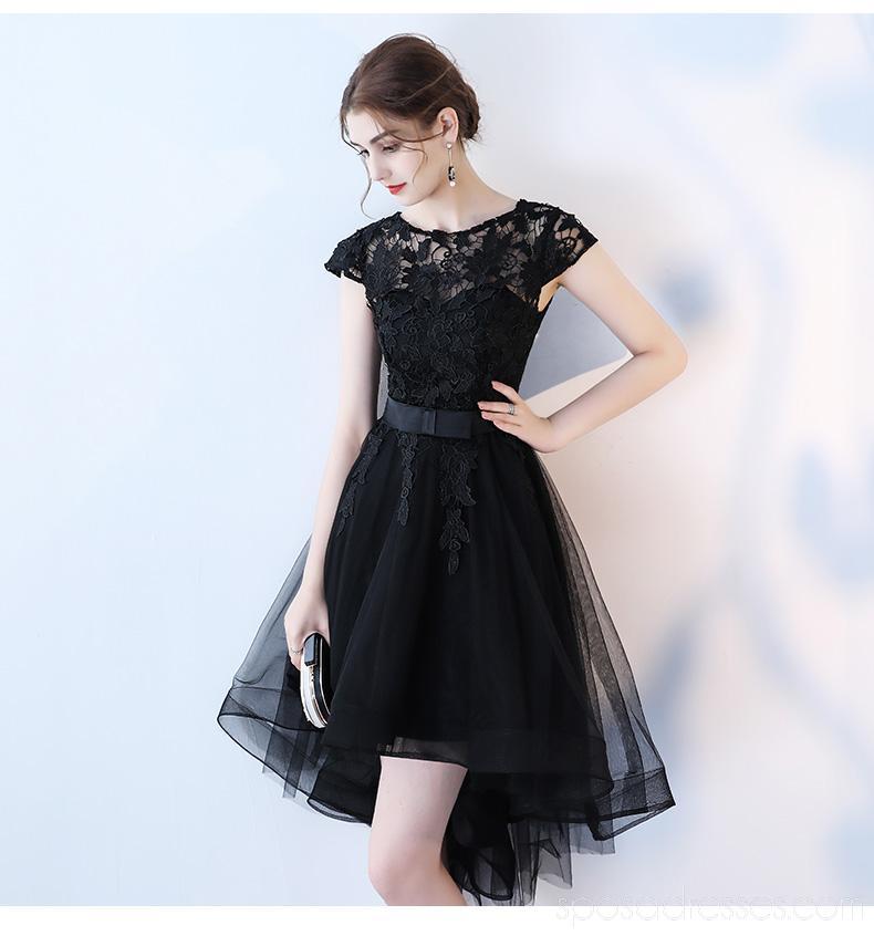 Robes de bal en dentelle noire à manches longues et à bas prix
