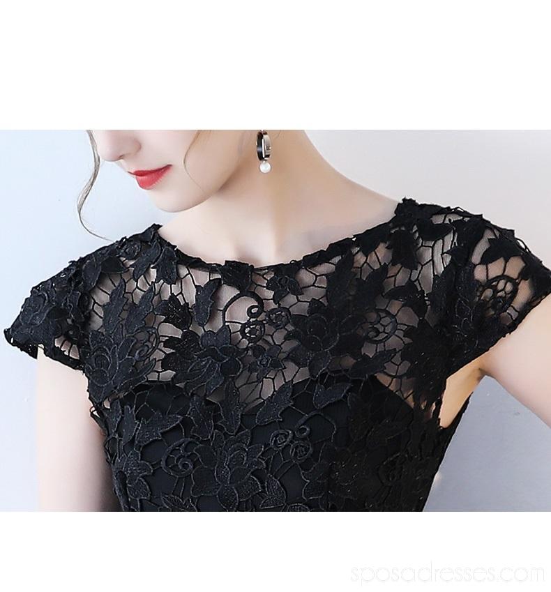 Robes de bal en dentelle noire à manches longues et à bas prix