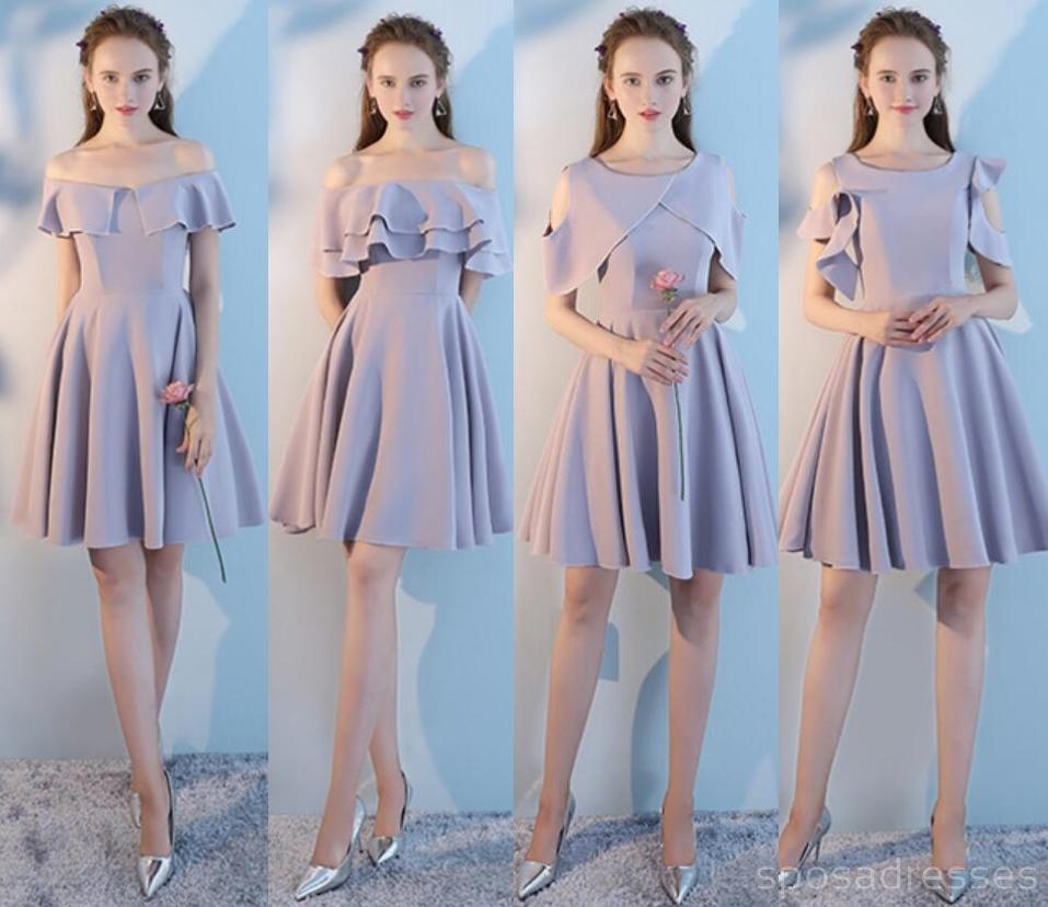 Cheap Gray Short Mismatched Simple Short Bridesmaid Dresses en ligne, WG506