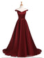 2018 Moda Novo Estilo Simples Fora do Ombro Maroon Uma linha Longa Noite Vestidos de Baile, 17351