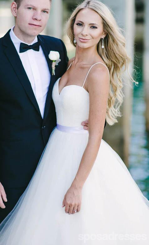 Bretelles spaghetti chérie simples robes de mariée de mariage longues personnalisées bon marché, WD288
