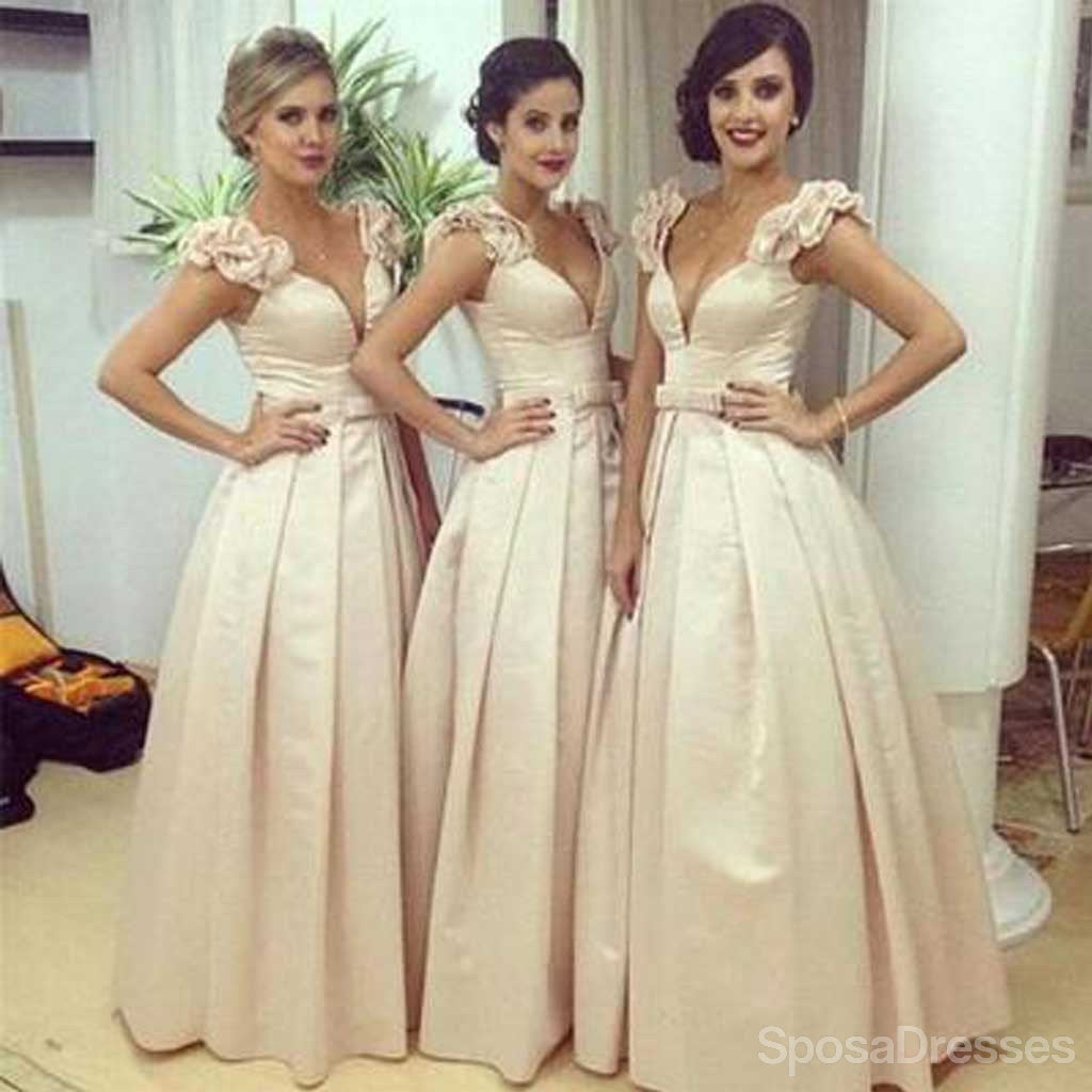 Splendide du décolleté en pointe d'épaule demoiselles d'honneur du parti de mariage abordables sexy longue robe de boule, WG098