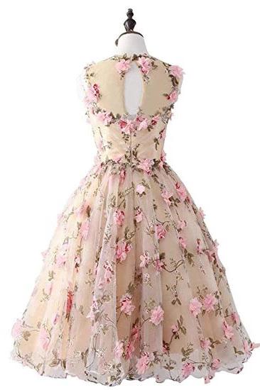 Open Back Lace Flower Cheap Homecoming Dresses Online, Cheap Short Prom Dresses, CM743