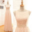 Modest Lace Top Bateau Fora do Ombro Sem Mangas Blush Rosa Zipper Voltar Maxi Vestidos de Madrinha, WG15