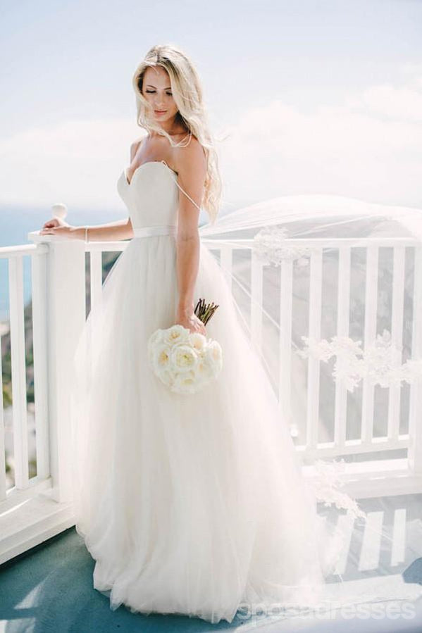 Bretelles spaghetti chérie simples robes de mariée de mariage longues personnalisées bon marché, WD288
