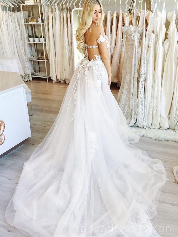 Off Shoulder See Through Lace A-line Φθηνά Νυφικά Online, Φθηνά Νυφικά, WD535