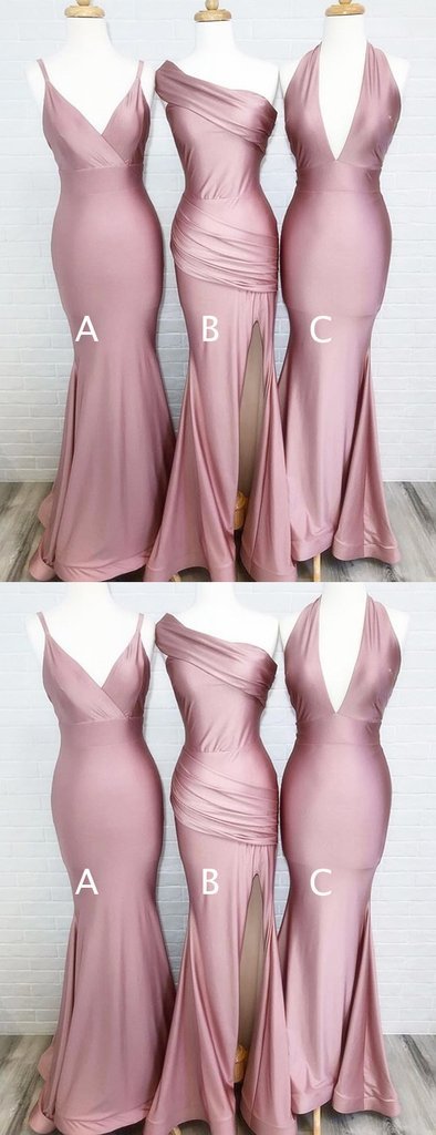 Simple Dusty Rose Φορέματα μακράς γοργόνας Φορέματα παράνυμφων σε απευθείας σύνδεση, WG548