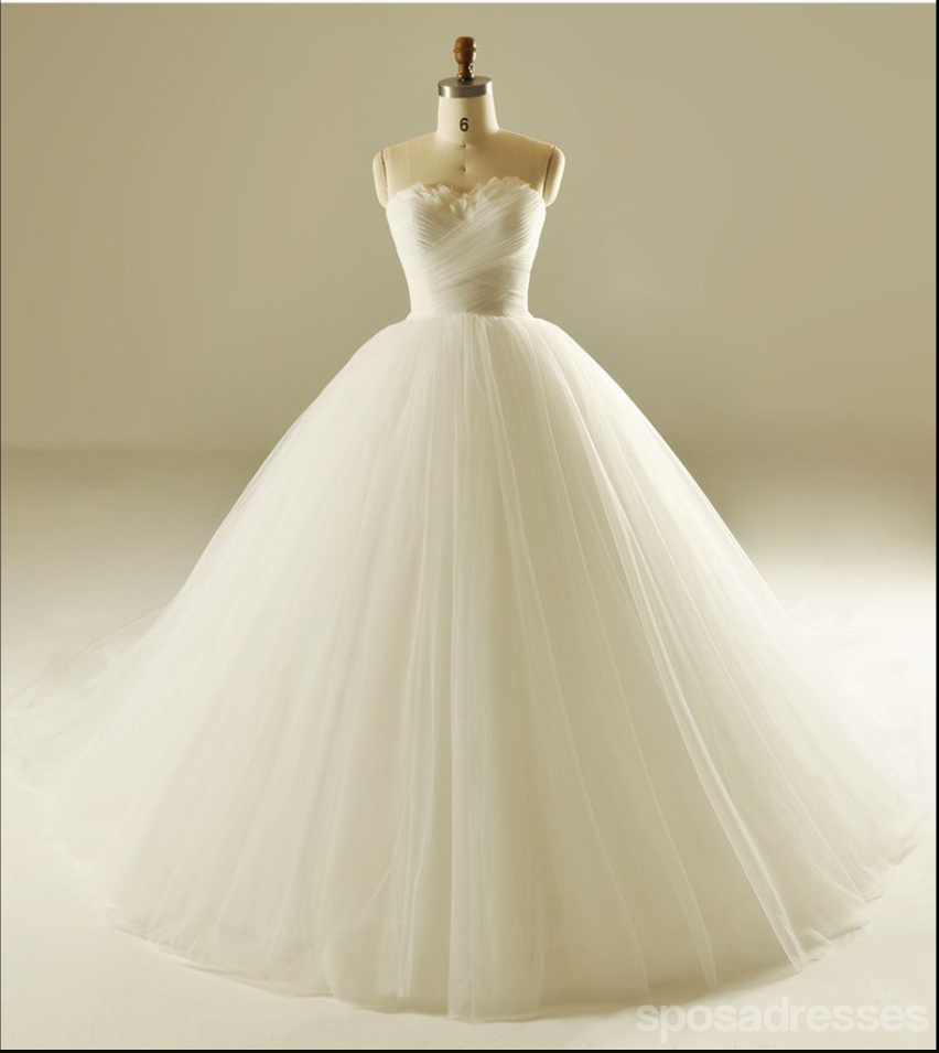 Strapless Uma linha de Tulle Vestidos de Noiva, 2017 Simples encomenda Longos Vestidos de Casamento, Vestidos de Noiva a preços Acessíveis, 18001