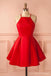 Halter Bright Red Short Homecoming Φορέματα Κάτω των 100, CM386