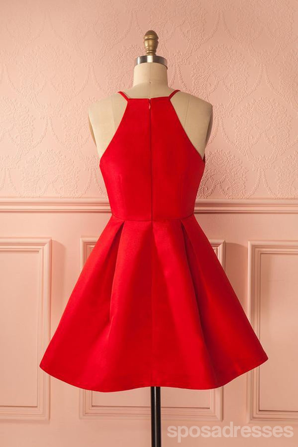 Halter Bright Red Short Homecoming Φορέματα Κάτω των 100, CM386