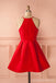 Halter Bright Red Short Homecoming Φορέματα Κάτω των 100, CM386