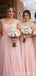 Pink A-line Cap Sleeves Chiffon Long Bridesmaid Dresses Online, WG803