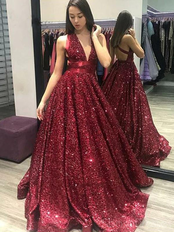 Querida pescoço ouro lantejoulas uma linha barato longo Evening Prom Dresses, Evening Party Prom Dresses, 12350