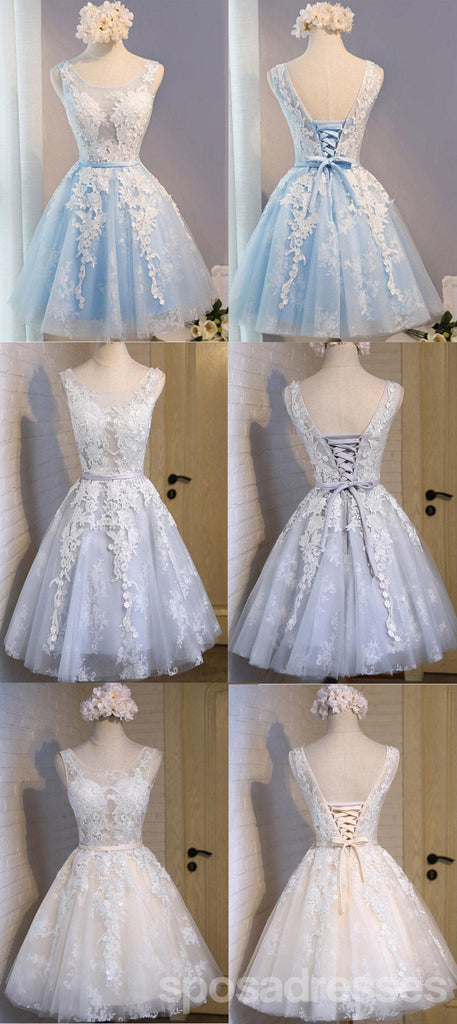 See Through Grey Lace Homecoming Prom Dresses, Affordable Short Party Prom Dresses, Perfect Homecoming Dresses, CM285