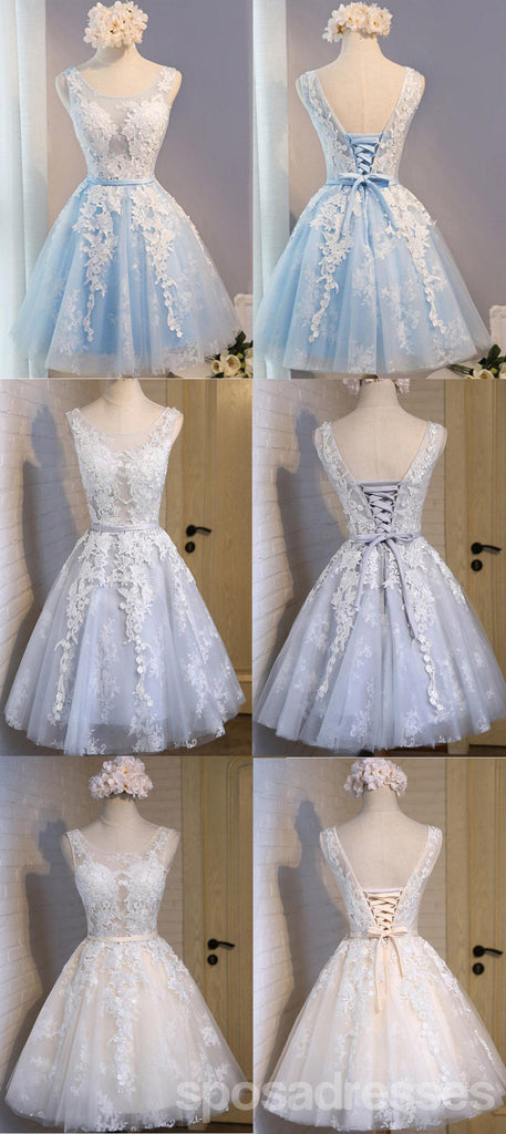 Scoop Neckline Short Ivory Lace Cute Homecoming Prom Dresses, Affordable Short Party Prom Dresses, Perfect Homecoming Dresses, CM301