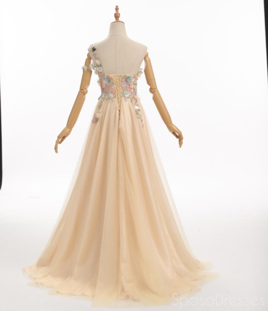 Λουλούδι Shoulder Πλευρά Χαριτωμένο Χαριτωμένο Long Evening Prom Φορέματα, Βραδινά Κόμμα Prom Φορέματα, 12224