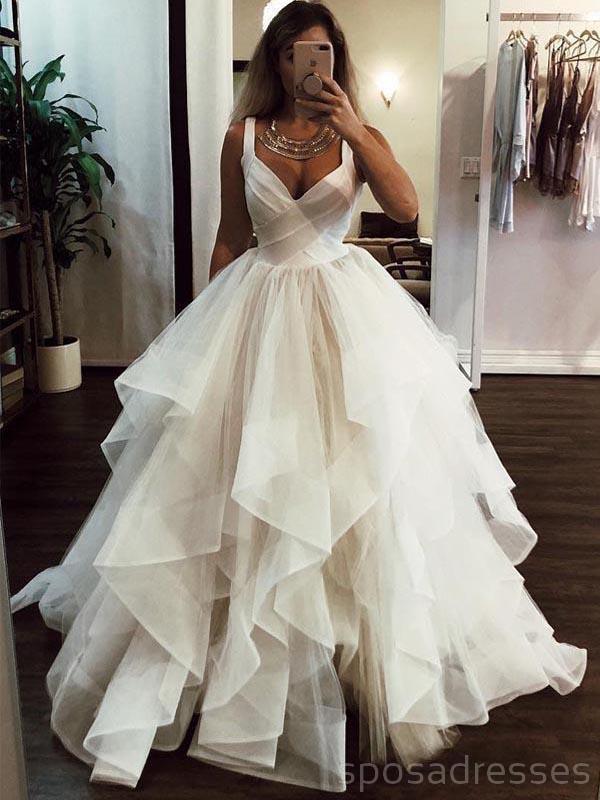 L'organza épais ivoire attache des robes de mariée de Ball Gwon les robes de noce d'A-ligne en ligne, bon marché, WD466