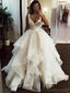 L'organza épais ivoire attache des robes de mariée de Ball Gwon les robes de noce d'A-ligne en ligne, bon marché, WD466