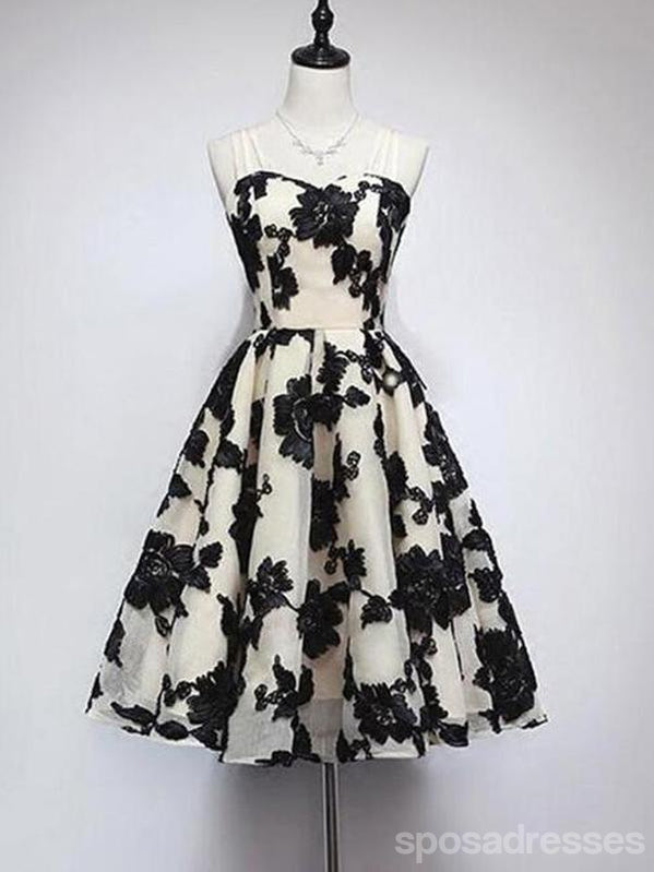 Preto Spaghetti Straps Cute Homecoming Prom Dresses, Cheap Cocktail Dresses, CM343