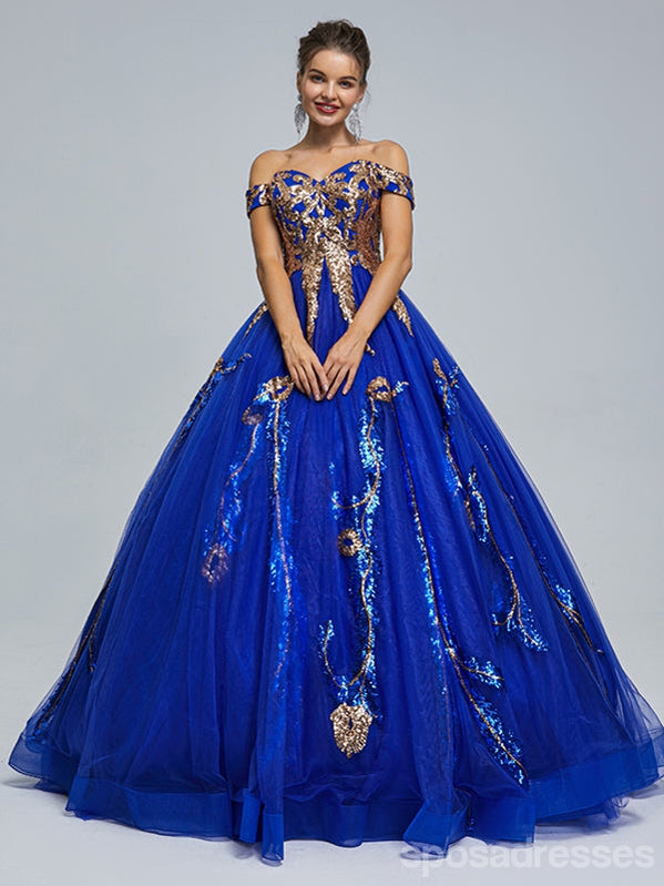 Querida pescoço ouro lantejoulas uma linha barato longo Evening Prom Dresses, Evening Party Prom Dresses, 12350