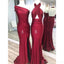 Sereia vermelho-escura mal combinada dama de honra longa barata veste-se online, WG557