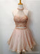 Champagne Two Pieces Beading Short Φτηνά Homecoming Online, CM572