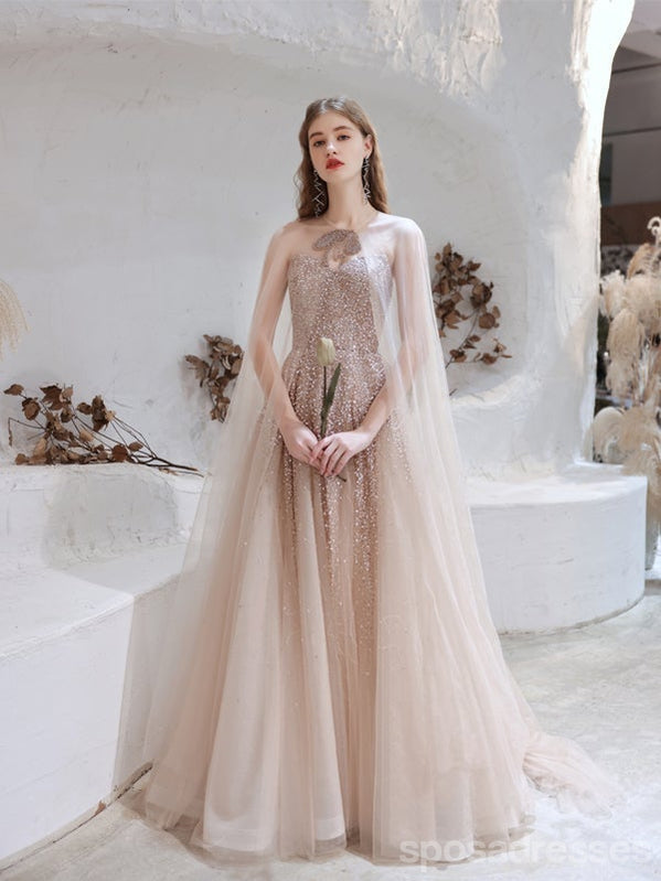 Querida pescoço ouro lantejoulas uma linha barato longo Evening Prom Dresses, Evening Party Prom Dresses, 12350