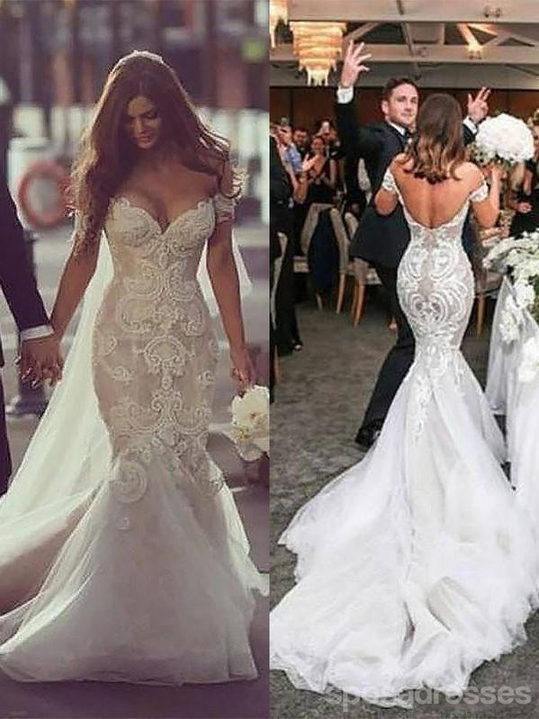 Σέξι Από τον Ώμο Backless Γοργόνων Δαντελλών Γαμήλια Φορέματα σε απευθείας Σύνδεση, WD420
