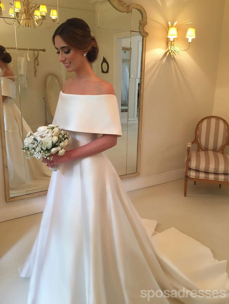 Απλό Off Shoulder A-line Φθηνά Φορέματα Γάμου Online, Φθηνά Νυφικά Φορέματα, WD445