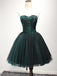 Strapless Dark Green Lace Tulle Homecoming Prom Dresses, CM237