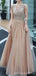 Querida pescoço ouro lantejoulas uma linha barato longo Evening Prom Dresses, Evening Party Prom Dresses, 12350
