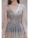 See Through A-line Long Sleeves V-neck Backless Prom Dresses Online,12760