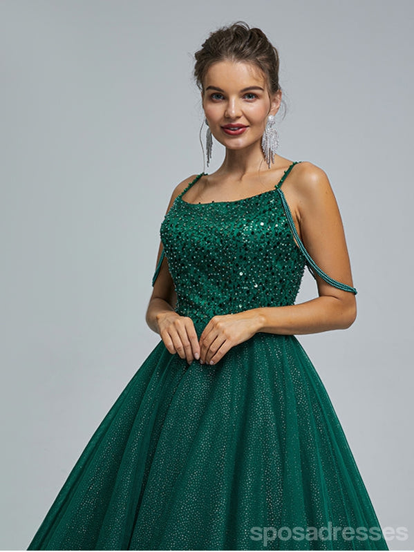 Querida pescoço ouro lantejoulas uma linha barato longo Evening Prom Dresses, Evening Party Prom Dresses, 12350