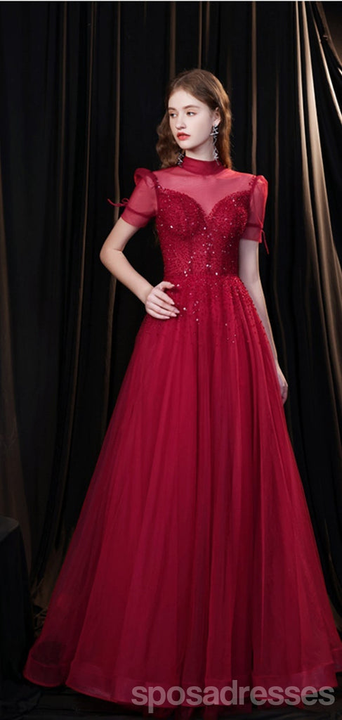 Querida pescoço ouro lantejoulas uma linha barato longo Evening Prom Dresses, Evening Party Prom Dresses, 12350