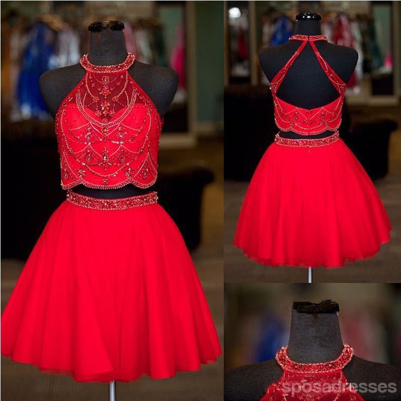 V Neck Dusty Pink Tulle Beaded Κοντά Homecoming Φορέματα Online, Φθηνά Κοντά Φορέματα Prom, CM845