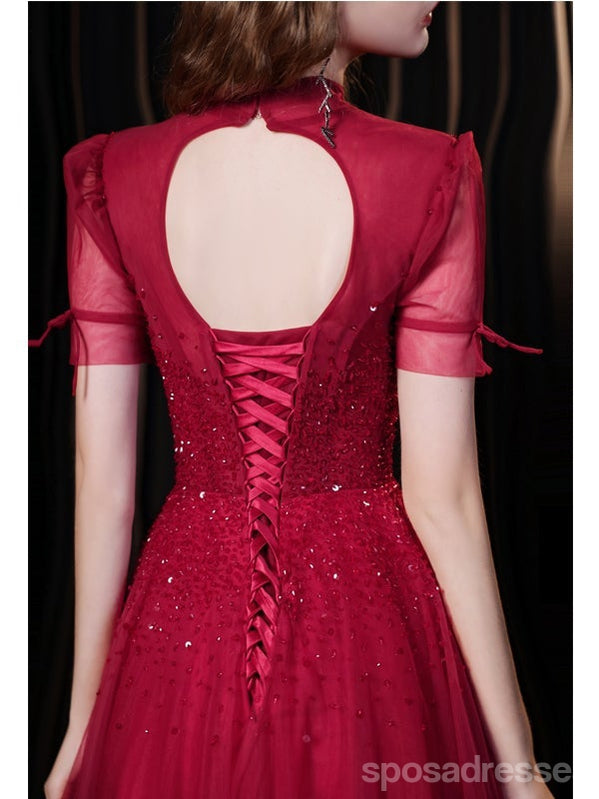 Querida pescoço ouro lantejoulas uma linha barato longo Evening Prom Dresses, Evening Party Prom Dresses, 12350