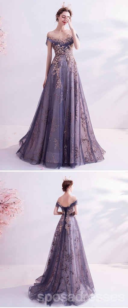 Querida pescoço ouro lantejoulas uma linha barato longo Evening Prom Dresses, Evening Party Prom Dresses, 12350